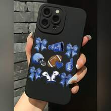 2026 nueva funda de teléfono esmerilada, funda de teléfono con lazo de animadora, casco de fútbol americano y estampado de corazón para iPhone 17 15 14 13 12 11 Pro Max Plus  Galaxy S24 S23 S22 S21 S20 S10 S9 S8 serie Note, funda de teléfono para pareja, regalo para novio y novia, regalo de vacaciones - Negro - Ver 1