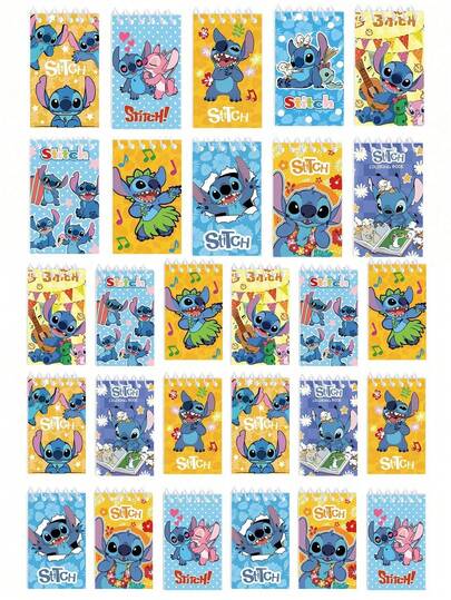 DOBBLE 10pcs/Set Stitch Cartoon Character Notebook, Memo Pad, Student Planner, Pocket Notebook, Notepad, Student Diary, Student Favorite Birthday Gift, Material Notebook, Memo Book, Student Stationery, Student Prize, Back To School Supplies, Halloween Gift