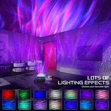 1pc Northern Lights Starry Sky Projection Lamp, USB Powered RGB Night Light Projector With Remote Control, Multi-Color Wave Changing, Electronic Components, Button Battery, Suitable For Bedroom And Living Room Decor - Multicolor Light - View 2