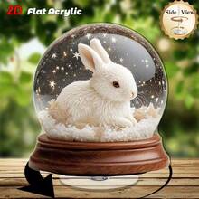 2D Flat, 1pc 2D Flat Rotating Acrylic Desktop Decor Featuring A Charming Glass Snow Globe With A Fluffy White Rabbit For An Enchanting Office Or Living Room Ambiance, Indoor Ornament, Home Decoration, Rotating Display, Enchanting Ornament, Durable Acrylic, Lightweight Decor, Desktop Ornament, Decorative Globe, Gift Shoppers, Office Workers, 2D Flat - Multicolor - View 5