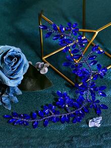 1 chiếc thắt lưng cô dâu sang trọng đính pha lê dành cho nữ, phụ kiện váy cưới thanh lịch, phụ kiện ngày Valentine. - Màu xanh lam - Xem 6