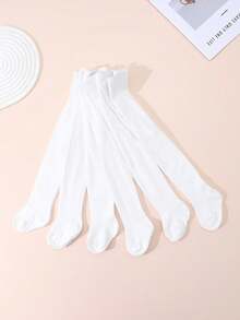 6 Pairs Girls' Solid Color Leggings, Versatile All-Match Tights Suitable For Children Aged 0-12 For Everyday Wear - White - View 12