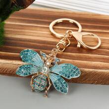 水钻金属昆虫飞蛾创意钥匙扣，适用于汽车包包