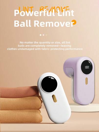 Rechargeable Fabric Shaver - 6 Blade Lint Remover With LED Display, High-Speed Motor And Visible Lint Box, Portable Electric Defuzzer For Clothes, Sweaters And Furniture