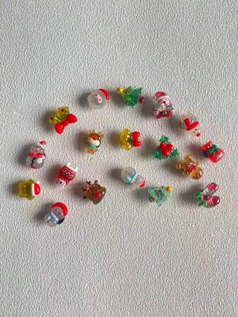 10件/套 随机多色圣诞系列透明鞋饰（非一体式镶嵌装饰扣）