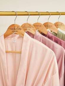 Customized Text/Logo Wooden Clothes Hanger, Non-Slip, Seamless, Suitable For Home, Hotel, Wedding, Laundry Drying - Wood Color - View 2