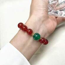 1条经典欧美风时尚玛瑙手链，搭配同色绿色玛瑙珠，夏季时尚单品 - 星星 - 查看 4