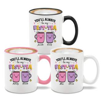 Anpassad "Du kommer alltid att vara min bästa vän" personligt namn Keramisk kaffe-/temugg, 30 cl, present till bästa vän/nära vän, lämplig för teälskare
