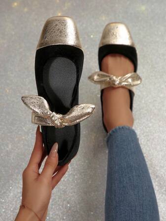 French Style Women's Spring/Autumn New One-Strap Bow Tie Mary Jane Shoes, Fashion Versatile Slip-On Shoes