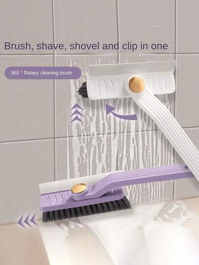 1pc 3-In-1 Multi-Functional Cleaning Brush With Rotating Brush Head, Reusable Plastic Handle, 360° Rotation, No Dead Angle, No Charging Needed, Manual Operation, Portable Crevice Cleaner, Suitable For Bathroom, Kitchen, Tiles, Walls, Floors, Bathrooms, Living Rooms, Kitchens, Windows, An Ideal Cleaning Tool For Autumn And Winter.