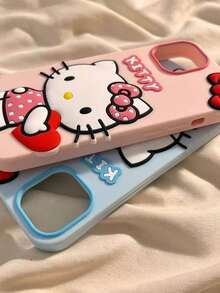 Sanrio 1个时尚创意蝴蝶结、爱心、小猫咪图案粉色三丽鸥手机壳，硅胶材质，防水防震，可爱时尚，兼容苹果17系列、11/12/12 Pro、13/14/15、13 Pro/14 Pro/15 Pro、12 Pro Max/13 Pro Max/14 Pro Max/15 Pro Max、16、16 Pro、16 Pro Max、17、17 Pro、17 Pro Max - 粉色 - 查看 3