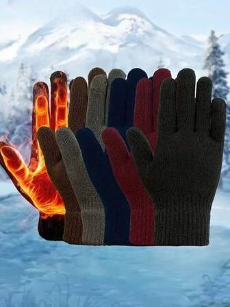 1 Pair Warm Winter Gloves, With Thermal Lined, Touchscreen Capable, Elastic Wrist Suitable For Driving, Running, Texting - Black Elegant Gloves For Cold Weather Daily And Special Occasions, Running Accessories