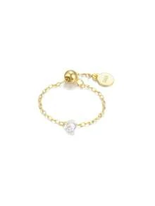 1 chiếc nhẫn bạc 925 kiểu dáng tối giản độc đáo hình học đính đá Cubic Zirconia, trang sức thanh lịch phù hợp cho nữ giới đeo hàng ngày hoặc làm nhẫn cưới. - Vàng - Xem 20