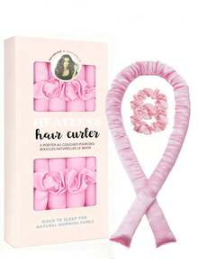 4/3件套免加热卷发套装 - 34英寸卷发棒和2个缎面发圈 - 舒适的夜间卷发器，不毛躁，方便，无热损伤造型，睡眠发型工具，女士泡沫卷发器 - 粉色 - 查看 10