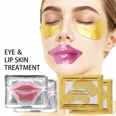 50片玫瑰唇膜眼膜护肤套装，有效改善眼袋、黑眼圈、唇纹，深层补水保湿，是送给妈妈或女性的绝佳礼物，每包6片/2片。