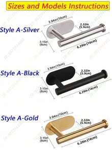 一体式防刺穿卫生纸架、不锈钢毛巾架、吸水纸巾架、卫生纸架、浴室毛巾架、纸巾架，黑色、银色、金色，浴室配件，带孔，壁挂式，浴室收纳架，浴室五金设备，浴室装饰配件，浴室工具