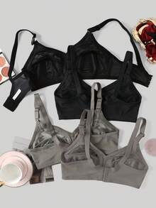 Bộ 4 áo ngực ren không gọng che phủ toàn diện dành cho nữ, áo ngực mỏng có đệm thoáng khí gợi cảm cho vòng một lớn. - Nhiều màu - Xem 3