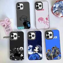 1pc B-Blue L-Lock Funda de Teléfono Anime Diseño IMD Color Plata Funda Compatible con  17 16 15 14 13 12 11 Air Pro Max Plus, Funda Compatible con  17,  17 Pro,  17 Pro Max - z3 - Ver 7