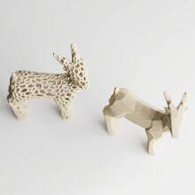 ORIZZONTE Set Of 2 Christmas Reindeer Sculptures – Geometric Design And Organic Perforated Structure – Modern Decorations For Christmas, Home Or Office – Unique Gift Idea – 100% Made In Italy, Shipping From Italy - Wood - View 3