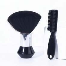 2 unids/set juego de cepillos de peluquería profesional-cepillo de pelo suave para el cuello de peluquería juego de cepillos de limpieza de barba - YTS-DYQSFS-Negro - Ver 7