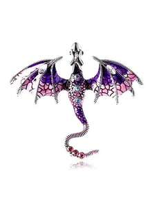 1pc Vintage Creative Enamel Drip Decor Western Dragon Animal Brooch, Multipurpose Decoration For Bags, Scarves, Unisex Accessory