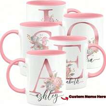 1pc, 11OZ, Personalized Coffee Mug - Gift For Women, Personalized Custom Letter Name Coffee Mug - Design Custom Cup, Ceramic Cup, Novelty Mug, Tea Cup, Summer And Winter Drinkware, Birthday Gift, Family Party Gift, Holiday Gift - Multicolor - View 10