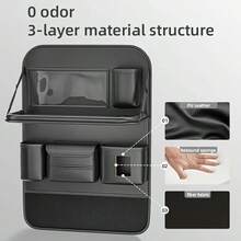 1pc Car Seat Back Storage Bag | High-Quality Nappa Faux Leather | Multi-Function Tablet Holder, Cup Holder And Ample Storage Space | Suitable For SUV And Sedan Storage Organization