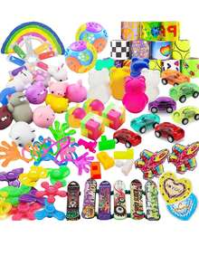 54 件装儿童派对小礼物，教室奖品盒玩具，皮纳塔填充物，圣诞袜礼物，生日礼物玩具，嘉年华宝箱奖品散装玩具 - 彩色 - 查看 9