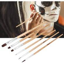 6 Pinceles de Pintura al óleo de Arte Maquillaje, Profesional Pincel de Maquillaje Facial de Halloween Pincel de Pintura de Acuarela para Fiesta de Halloween Doodle - 1 - Ver 1