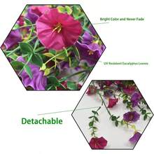 CZ 2 Pcs Look Real Artificial Flowers For Outdoors Artificial Hanging Flowers For Outdoors UV Resistant Fake Hanging Plants Silk Petunia Faux Flowers For Porch Yard Spring Decor Purple+Fuchsia 6325 - Màu tím Fuchsia - Xem 3