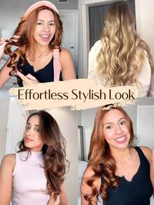 4件套免加热卷发器，柔软丝带包裹，无需加热即可过夜卷发，包含发圈和发夹，适合所有发质 - 淺粉色 - 查看 4