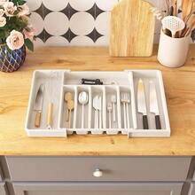 WSXC Silverware Drawer OrganizerExpandable Utensil Tray Large Kitchen Drawer Organizer Adjustable Plastic Flatware Organizer For Flatware Cutlery Spoon Knives Drawer Storage Organization White - trắng - Xem 8