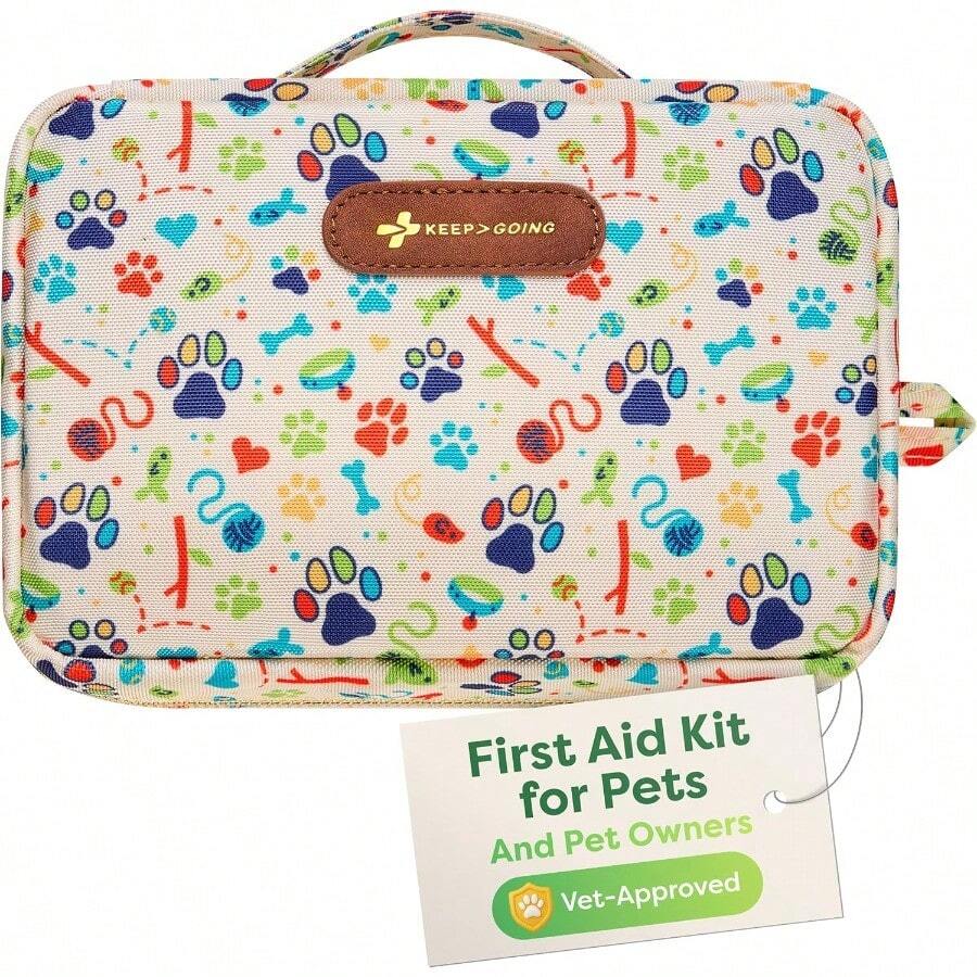 KeepGoing - Kit de primeros auxilios para perros - Kit de emergencia para mascotas para perros y gatos - Accesorios de viaje para perros para coche camping y senderismo - Patas - Ver 1