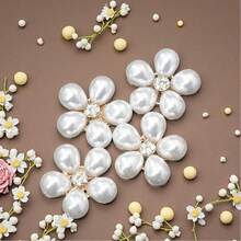 2pcs/6pcs/10pcs Shirt Button Covers, Floral Pearl Rhinestone Cuff Links, Button Clips Suitable For Formal Dresses, Wedding Attire, Button Accessories, Valentine's Day Gift - Multicolor - View 4