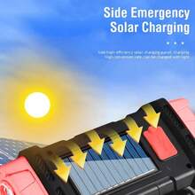 高功率LED手电筒，太阳能和USB双充电，COB工作灯和移动电源功能，便携耐用，露营、应急、徒步旅行必备