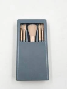 一套个人化妆镜（1个镜盒+5支化妆刷），可折叠镜，便携式多功能眼影美妆工具，化妆刷套装 - 彩色 - 查看 11