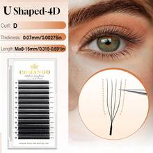 CoMango 12排D型卷翘U型3D/4D/5D睫毛嫁接，新款U型W型绽放丝绒睫毛，窄角预制睫毛簇，轻盈蓬松貂毛睫毛嫁接 - D - 查看 11