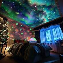 1pc Northern Lights Starry Sky Projection Lamp, USB Powered RGB Night Light Projector With Remote Control, Multi-Color Wave Changing, Electronic Components, Button Battery, Suitable For Bedroom And Living Room Decor - Multicolor Light - View 7