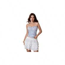 - playera de tubo de malla con estampado de leopardo para mujer, sin tirantes, fruncida, Y2K - G + Floral azul blanco - Ver 1