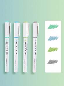 4pcs/Set Of Sparkling Highlighters Simple And Stylish Handwriting Pens Colorful Note Markers Suitable For Students To Use For Marking Notes And Homework