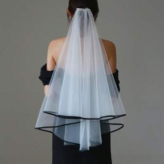 白色休闲面纱，哥特新娘风格，适合万圣节、角色扮演、洛丽塔风格、新娘配饰