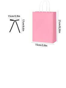 4pcs/2sets Pink Gift Bags With Black Bow Design, Suitable For Mother's Day, Birthday, Party Favors, Theme Parties, Tabletop Decor, Weddings, Bridal Shower (With Handles) - 彩色 - 查看 7