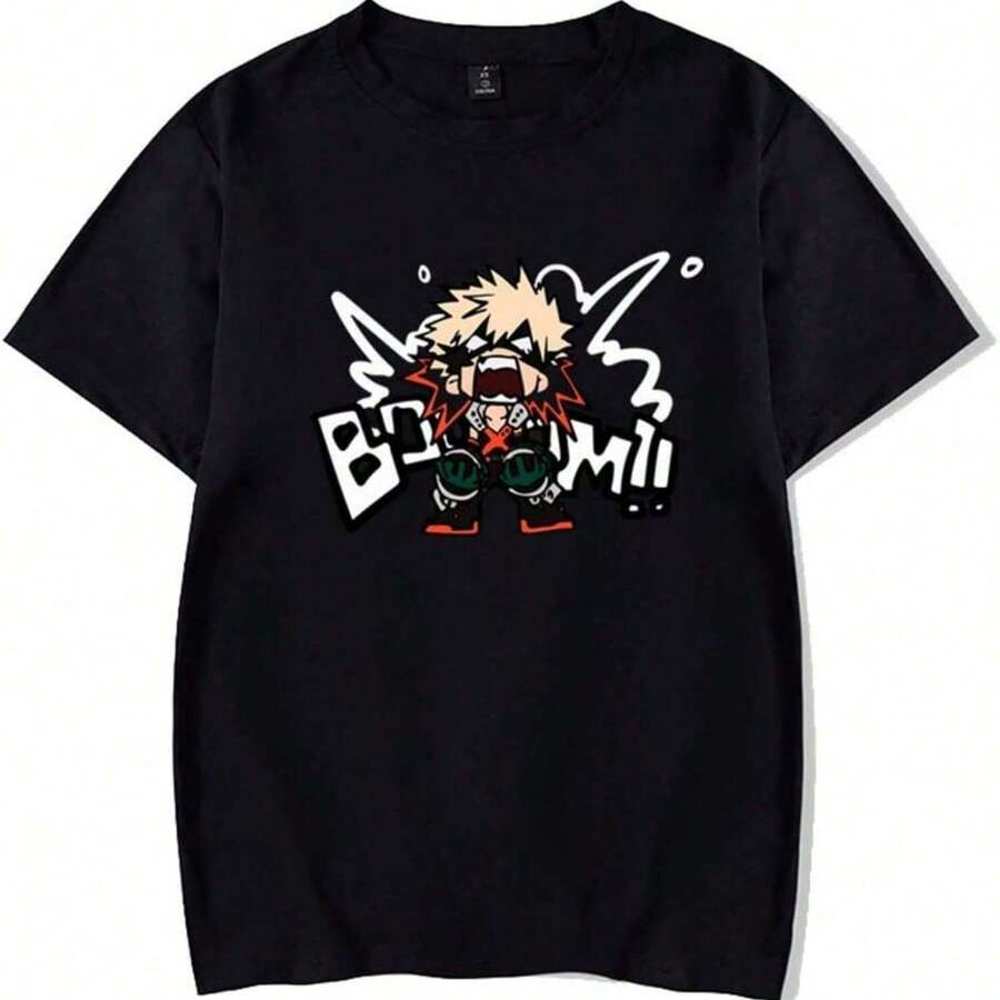RONGJUN Unisex MHA T-Shirt Bakugou Katsuki Plus Ultra Graphic Tee Shirt - Negro - Ver 1