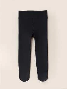 1pc Children's Thick Ribbed Solid Color Tights, Thermal Lined, Autumn/Winter - Multicolor - View 3