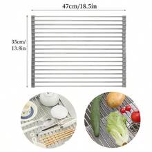 1 件不锈钢可扩展碗碟干燥架，位于水槽上方，碗碟干燥沥水板，颜色为黑色和灰色，带可调节臂，功能性厨房水槽黑色收纳架，适用于蔬菜水果炊具套装，适用于厨房浴室，新年圣诞节礼物