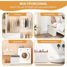 JeeLeeko Organizador de Papel de baño, Cesto para Papel higiénico con Tapa, Base de pie, Portarollos Papel higienico para hasta 9/12 Rollos, para el baño, Beige(default) - Multicolor - Ver 7