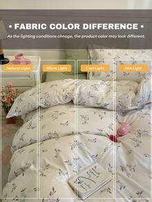 مجموعة غطاء لحاف بطبعة زهور صغيرة عتيقة (1 غطاء لحاف + 2 كيس وسادة)، قماش مغسول، طراز أميرة رومانسي، الإصدار الكوري، نمط أكياس الوسادة مقطوع بشكل عشوائي - الباستيل الأخضر - مشاهدة 7