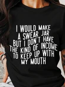 Camiseta con frase divertida de "Swear Jar", frase humorística, camiseta gráfica informal, camiseta con un mensaje original, idea de regalo única. - Negro 4 - Ver 1
