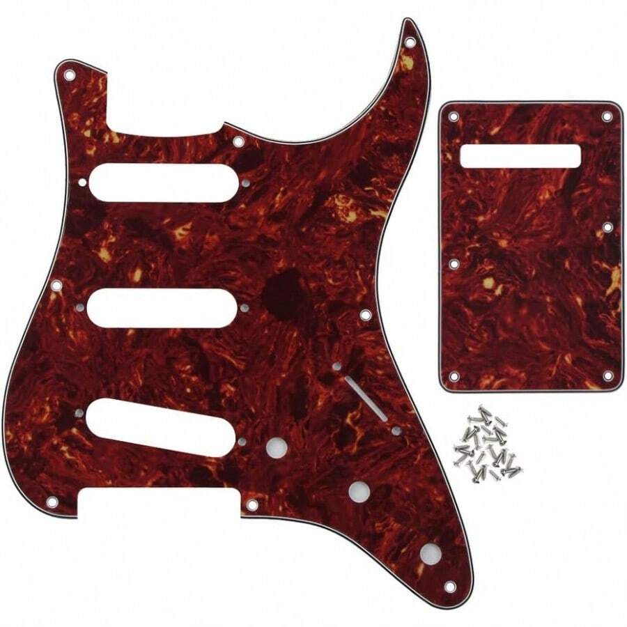 AWYYFLEOR SSS 8 Hole ST Pickguard Guitar Backplate Tremolo Cavity Cover With Screw For Vintage ST Style Guitar Parts 4Ply Red Tortoise Shell - 4PlyRedTortoiseShell - View 1