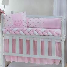 Classic Mini Crib Kit For Girls And Boys, 6 Pieces With Complete Printed Skirt - 粉紅皇冠 - 查看 3